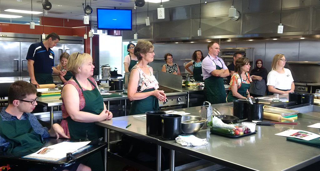 Members prepare flatbread at Centre for Food